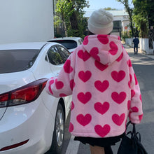 Load image into Gallery viewer, Women&#39;s Heart Printed Plush Jacket
