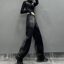 Load image into Gallery viewer, Women&#39;s Graphic Washed Black Jeans
