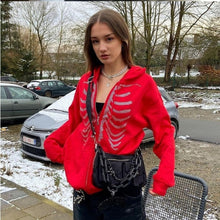 Load image into Gallery viewer, Women&#39;s Rhinestone Skeleton Hoodie
