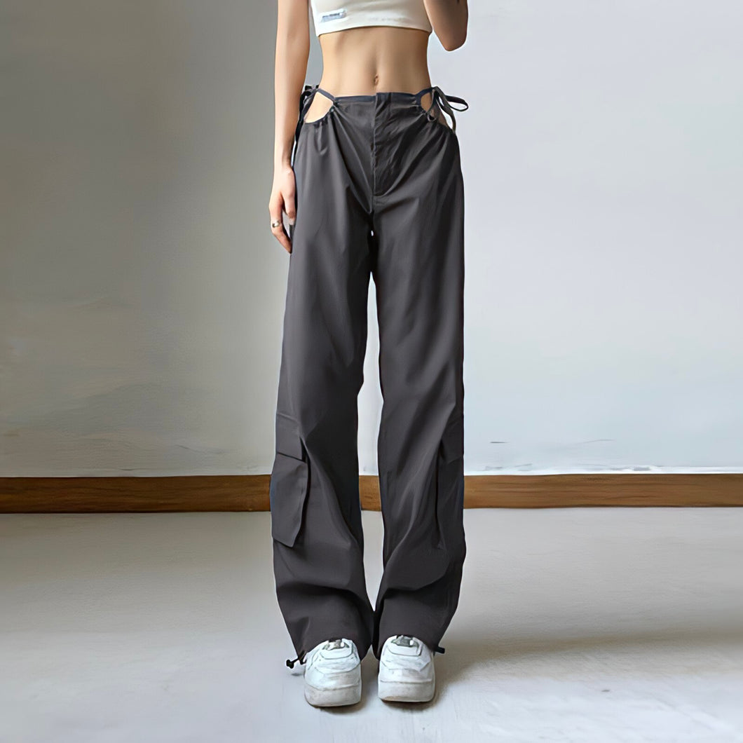 Women's Grey Cut Out Cargo Pants