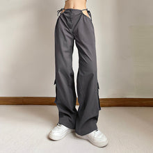 Load image into Gallery viewer, Women&#39;s Grey Cut Out Cargo Pants
