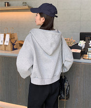 Load image into Gallery viewer, Women&#39;s Grey Casual Cropped Hoodie
