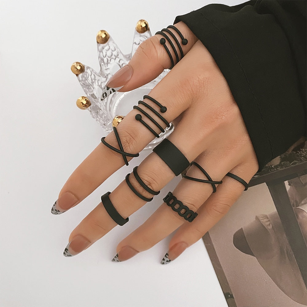 Women's Minimalist Geometric Rings Set